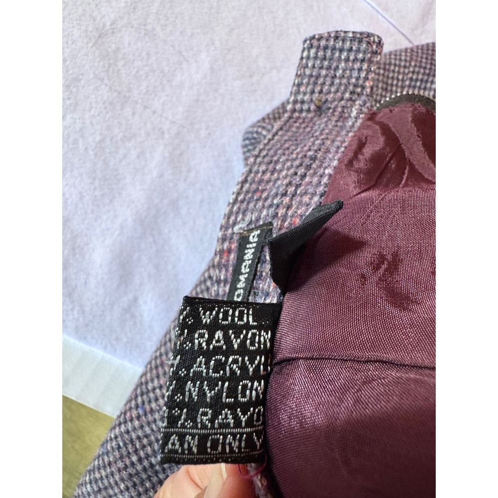 Vintage Wool Blend Houndstooth Midi Skirt High Waist Pleated Burgundy Brown 9/10 - Picture 4 of 4